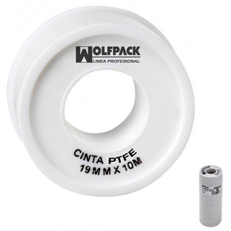 Cinta PTFE Wolfpack  12 mm x 10 m Paquete 10 Rollos