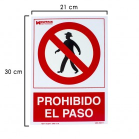 Cartel Prohibido El Paso 30x21 cm          