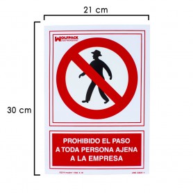 Cartel Prohibido el Paso Persona Ajena Empresa 30x21 cm