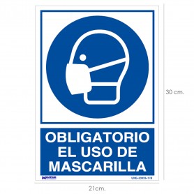 Cartel Obligatorio el Uso de Mascarilla 30x21 cm