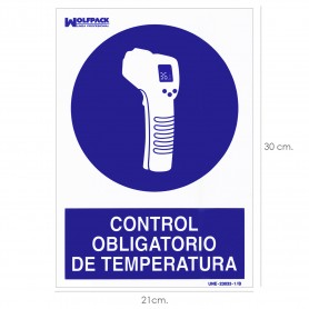 Cartel De Control Obligatorio De La Temperatura 30x21 cm