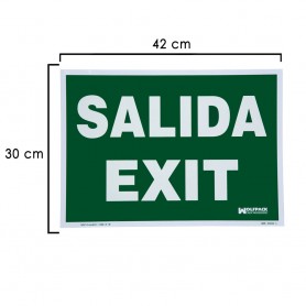 CartelSeñal Fluorescente Salida Exit 30x42 cm