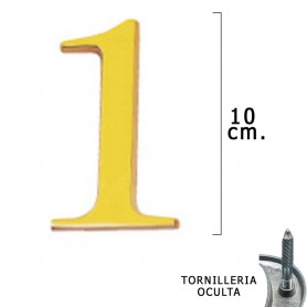 Numero Latón "1" 10 cm con Tornilleria Oculta Blister 1 Pieza