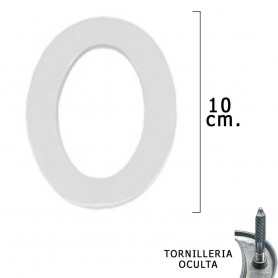 Numero Metal "0" Plateado Mate 10 cm con Tornilleria Oculta Blister 1 Pieza