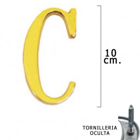 Letra Latón "C" 10 cm con Tornilleria Oculta Blister 1 Pieza