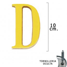 Letra Latón "D" 10 cm con Tornilleria Oculta Blister 1 Pieza
