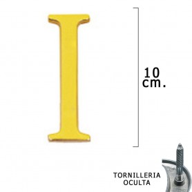 Letra Latón "I" 10 cm con Tornilleria Oculta Blister 1 Pieza