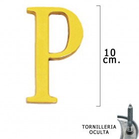 Letra Latón "P" 10 cm con Tornilleria Oculta Blister 1 Pieza