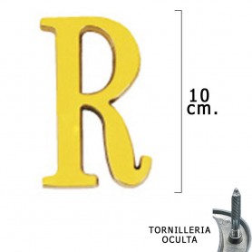 Letra Latón "R" 10 cm con Tornilleria Oculta Blister 1 Pieza
