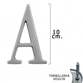 Letra Metal "A" Plateada Mate 10 cm con Tornilleria Oculta Blister 1 Pieza