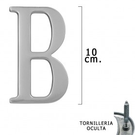 Letra Metal "B" Plateada Mate 10 cm con Tornilleria Oculta Blister 1 Pieza