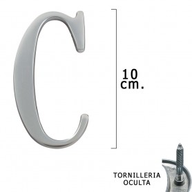 Letra Metal "C" Plateada Mate 10 cm con Tornilleria Oculta Blister 1 Pieza