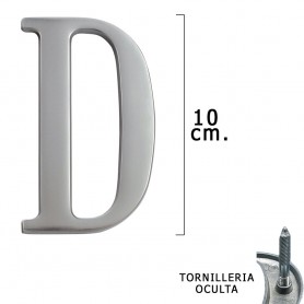 Letra Metal "D" Plateada Mate 10 cm con Tornilleria Oculta Blister 1 Pieza