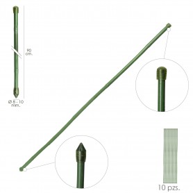 Tutor Varilla Bambú Plastificado Ø  8  - 10 mm x  90 cm Paquete 10 Unidades