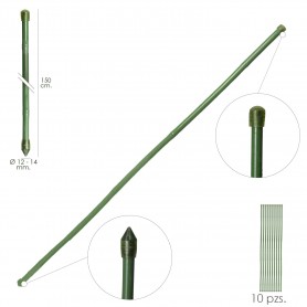 Tutor Varilla Bambú Plastificado Ø 12  - 14 mm x   150 cm Paquete 10 Unidades
