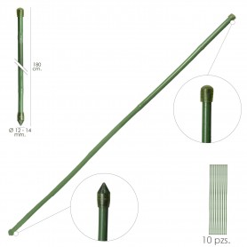 Tutor Varilla Bambú Plastificado Ø 12  - 14 mm x   180 cm Paquete 10 Unidades