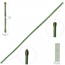 Tutor Varilla Bambú Plastificado Ø 16  - 18 mm x   210 cm Paquete 10 Unidades