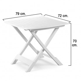 Table En résine pliante blanche 79x72x70 cm